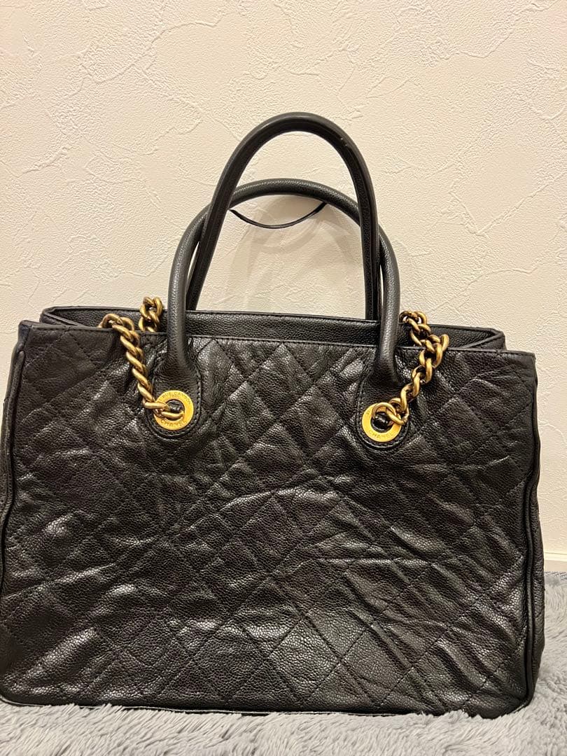 CHANEL ブラックレザー トートバッグ