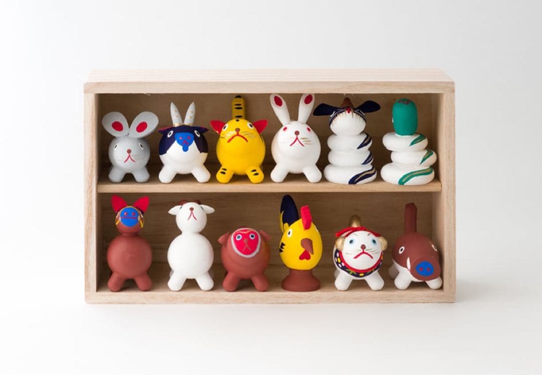 鳥取伝統工芸 おぐら屋 木彫十二支 木箱入 解説書付 未使用