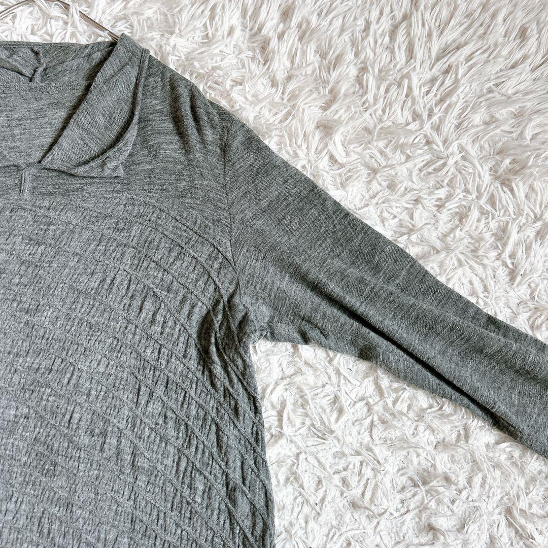 美品⁂センソユニコ⁂ロングチュニック　プルオーバー　変形襟　総柄　変形ヘム　L