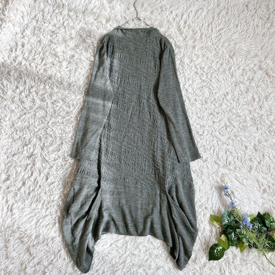 美品⁂センソユニコ⁂ロングチュニック　プルオーバー　変形襟　総柄　変形ヘム　L