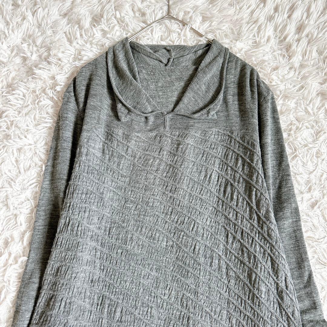 美品⁂センソユニコ⁂ロングチュニック　プルオーバー　変形襟　総柄　変形ヘム　L