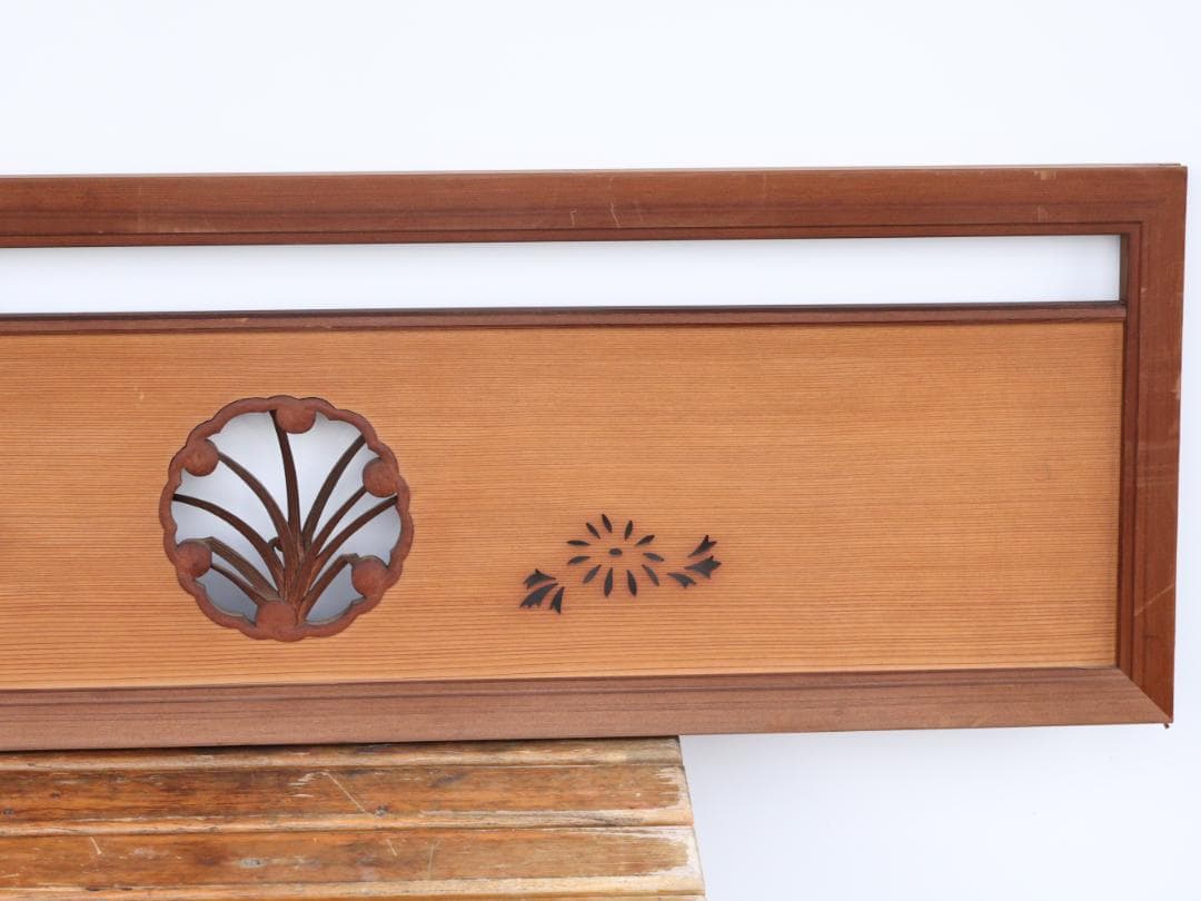 BK168　越中井波彫刻　名工　宏悦　四君子彫　木彫り欄間　一対　細密彫刻　建具