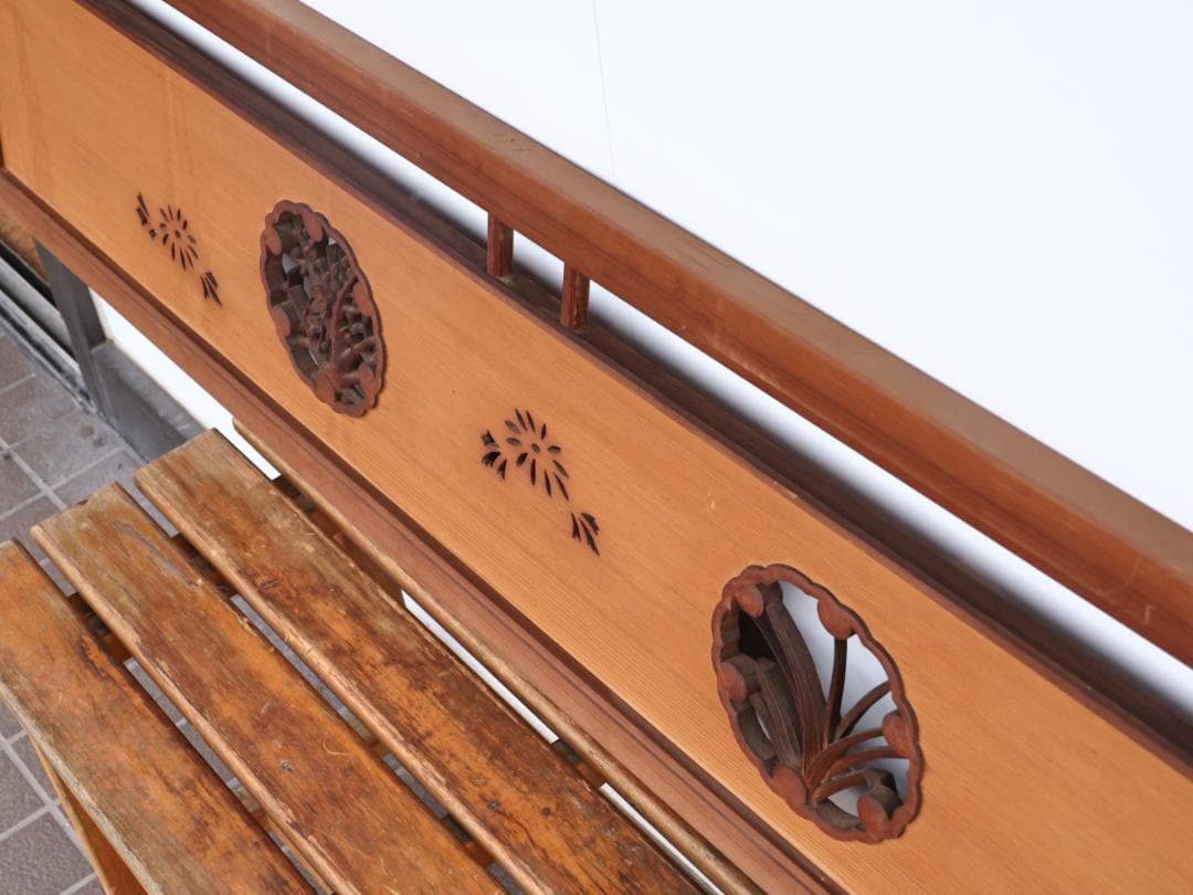 BK168　越中井波彫刻　名工　宏悦　四君子彫　木彫り欄間　一対　細密彫刻　建具