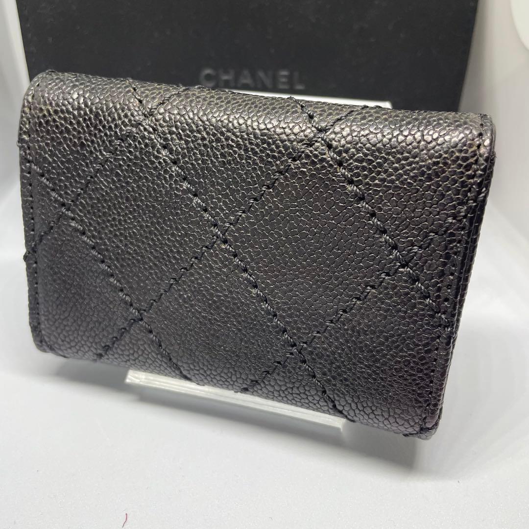 CHANEL⭐︎シャネル⭐︎ブラック×シルバー⭐︎キャビアスキン　6連キーケース