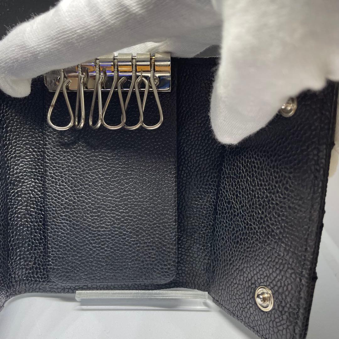 CHANEL⭐︎シャネル⭐︎ブラック×シルバー⭐︎キャビアスキン　6連キーケース