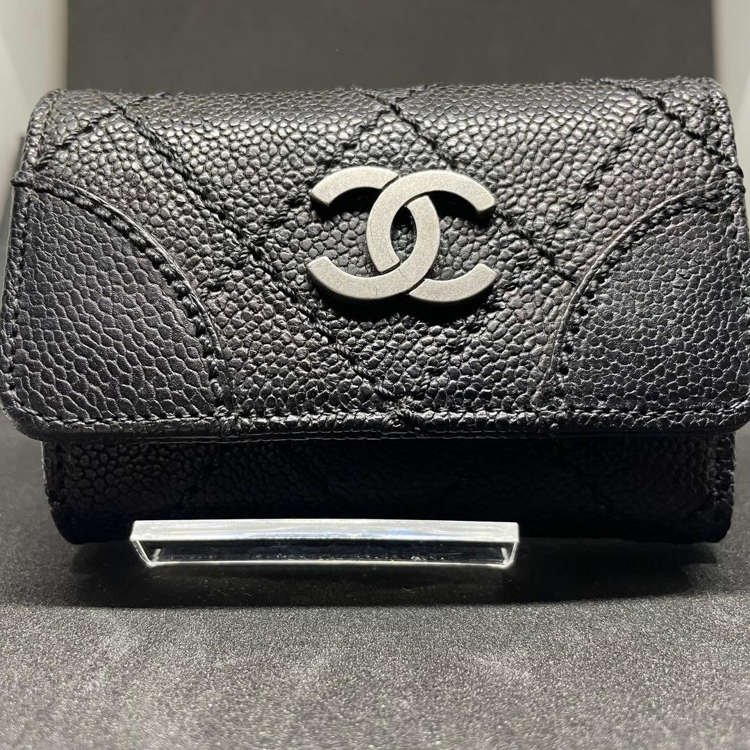 CHANEL⭐︎シャネル⭐︎ブラック×シルバー⭐︎キャビアスキン　6連キーケース