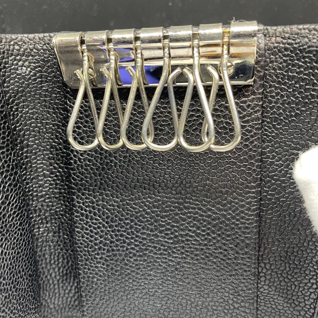 CHANEL⭐︎シャネル⭐︎ブラック×シルバー⭐︎キャビアスキン　6連キーケース