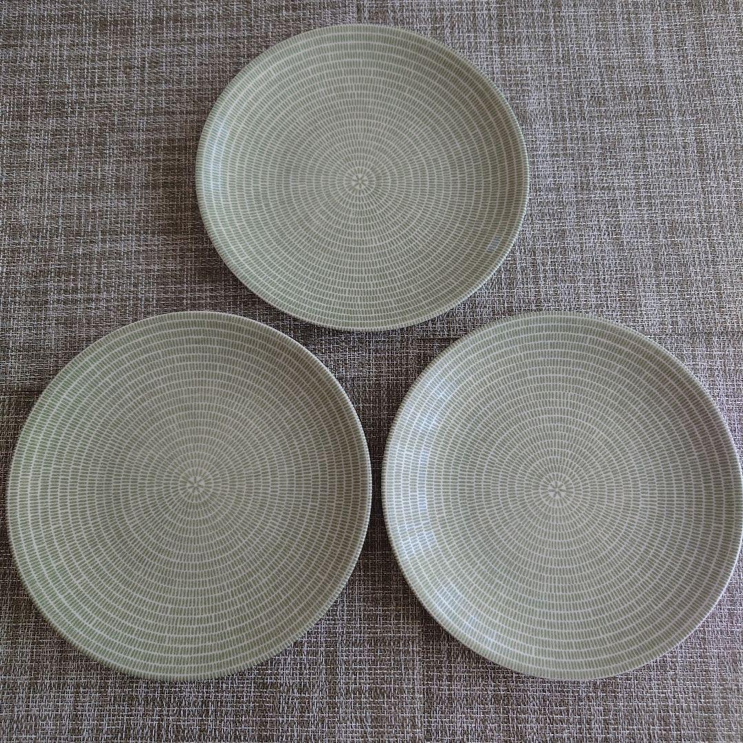 ARABIA 24hアベック　グリーン 王冠ロゴ　２０センチ　プレート× 3枚