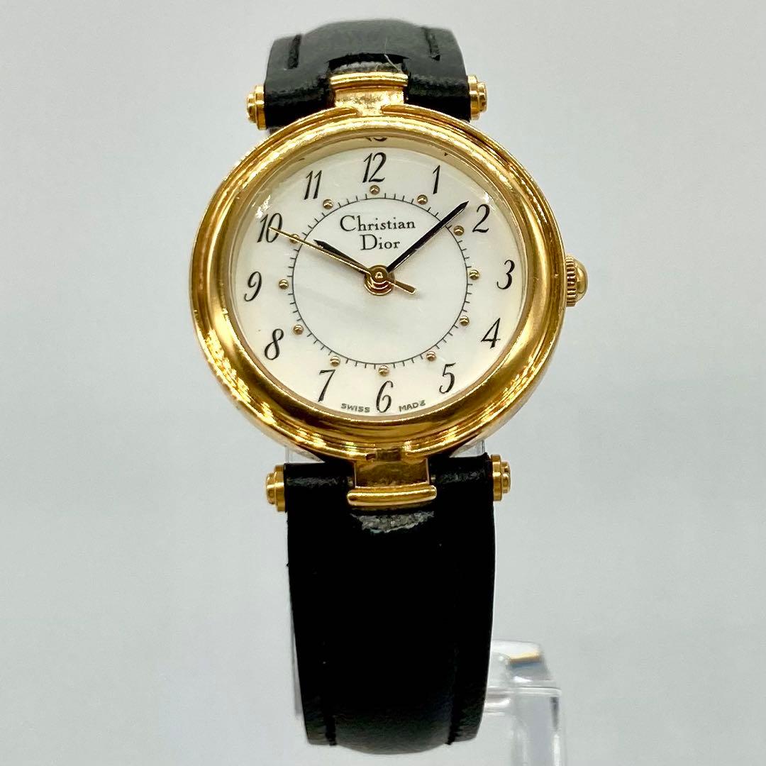 【稼動】 ディオール 腕時計 3005 クォーツ レディースウォッチ ゴールド