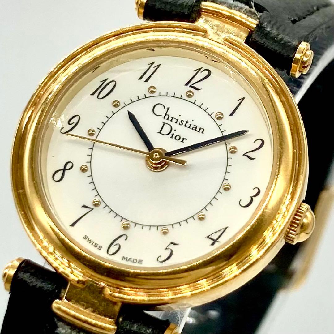 【稼動】 ディオール 腕時計 3005 クォーツ レディースウォッチ ゴールド