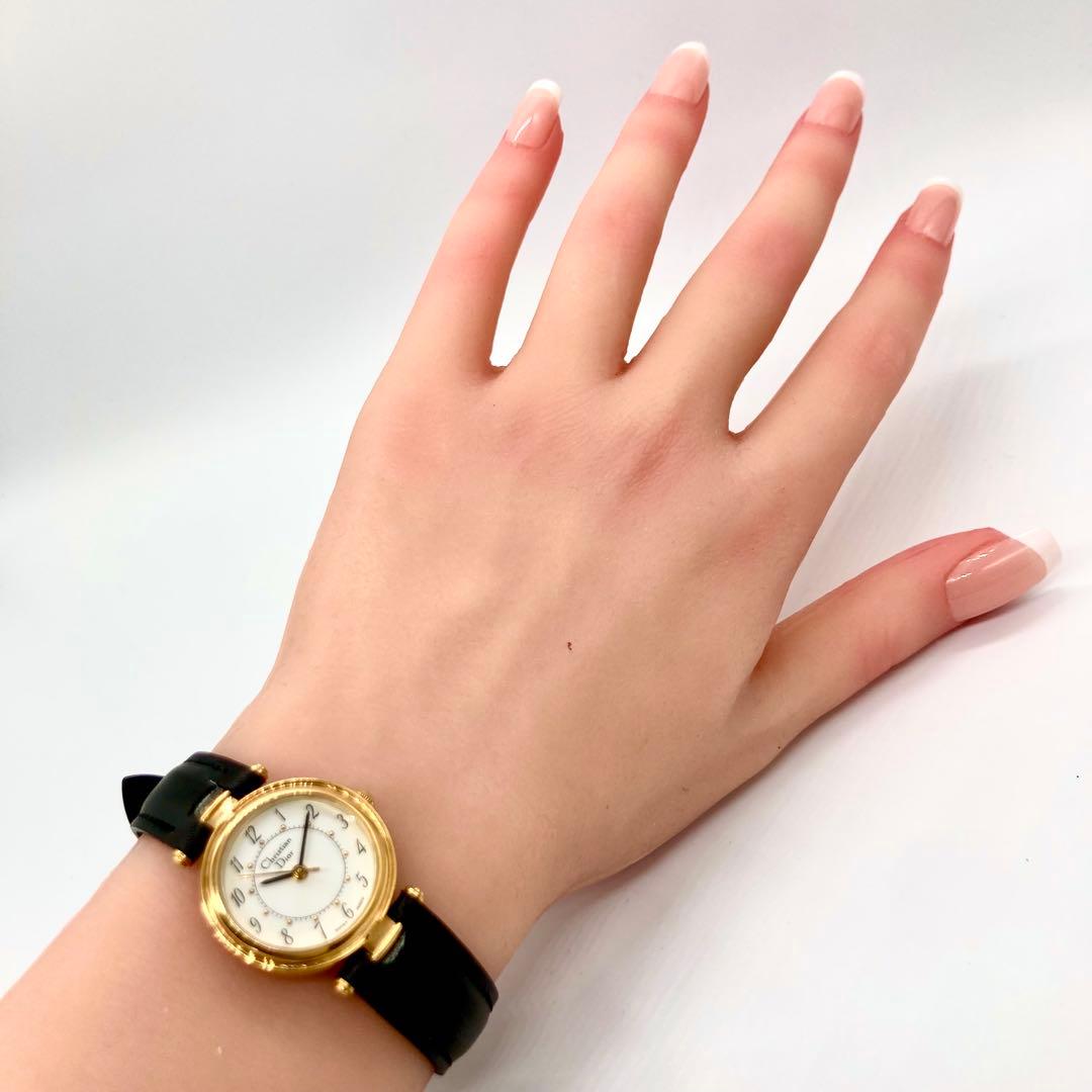 【稼動】 ディオール 腕時計 3005 クォーツ レディースウォッチ ゴールド