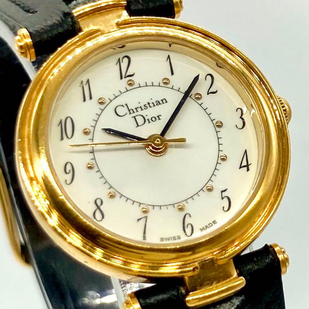 【稼動】 ディオール 腕時計 3005 クォーツ レディースウォッチ ゴールド