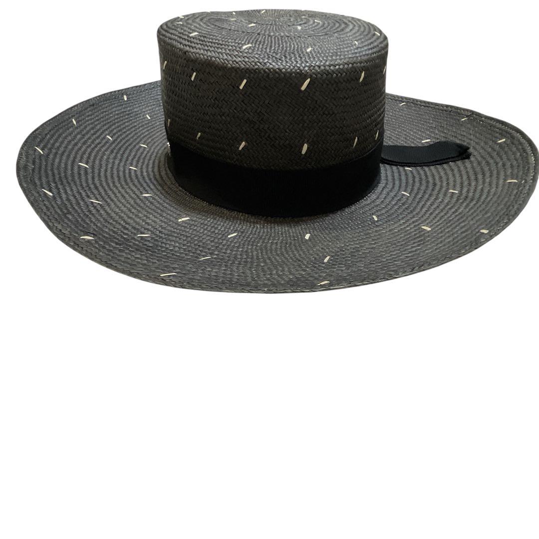 【美品】ヘレンカミンスキー　ラフィアハット　ブラック　カンカン帽