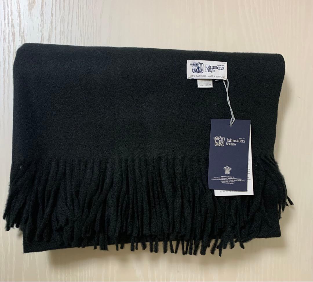 Q*様 ジョンストンズ カシミア 大判ストール マフラー ブラック未使用品
