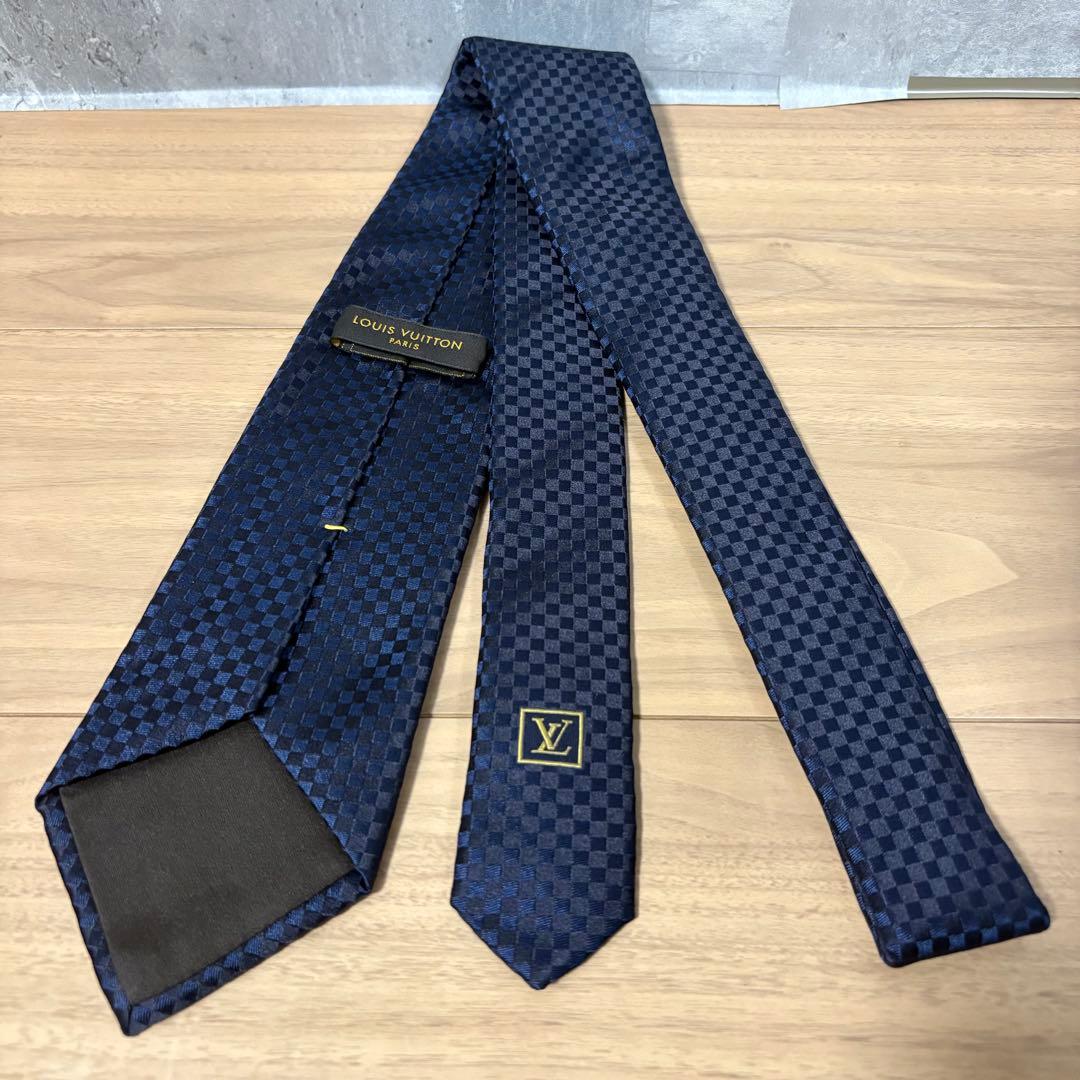 【極美品】ルイヴィトン LOUIS VUITTONマイクロダミエ シルクネクタイ