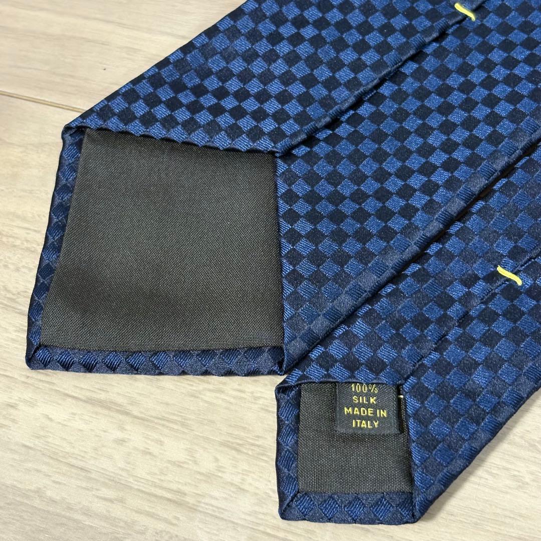 【極美品】ルイヴィトン LOUIS VUITTONマイクロダミエ シルクネクタイ