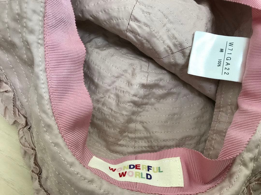 ★値下げ　未使用に近い　ワンダフルワールド　ピコフリル　帽子　ピンク