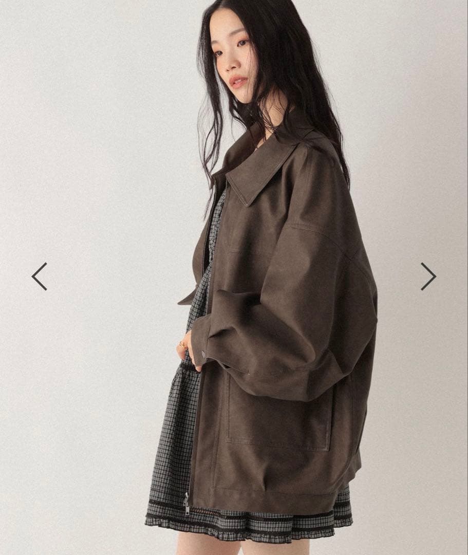 Heather ヘザー フェイクレザーBIGブルゾン 2 ブラウンスエード