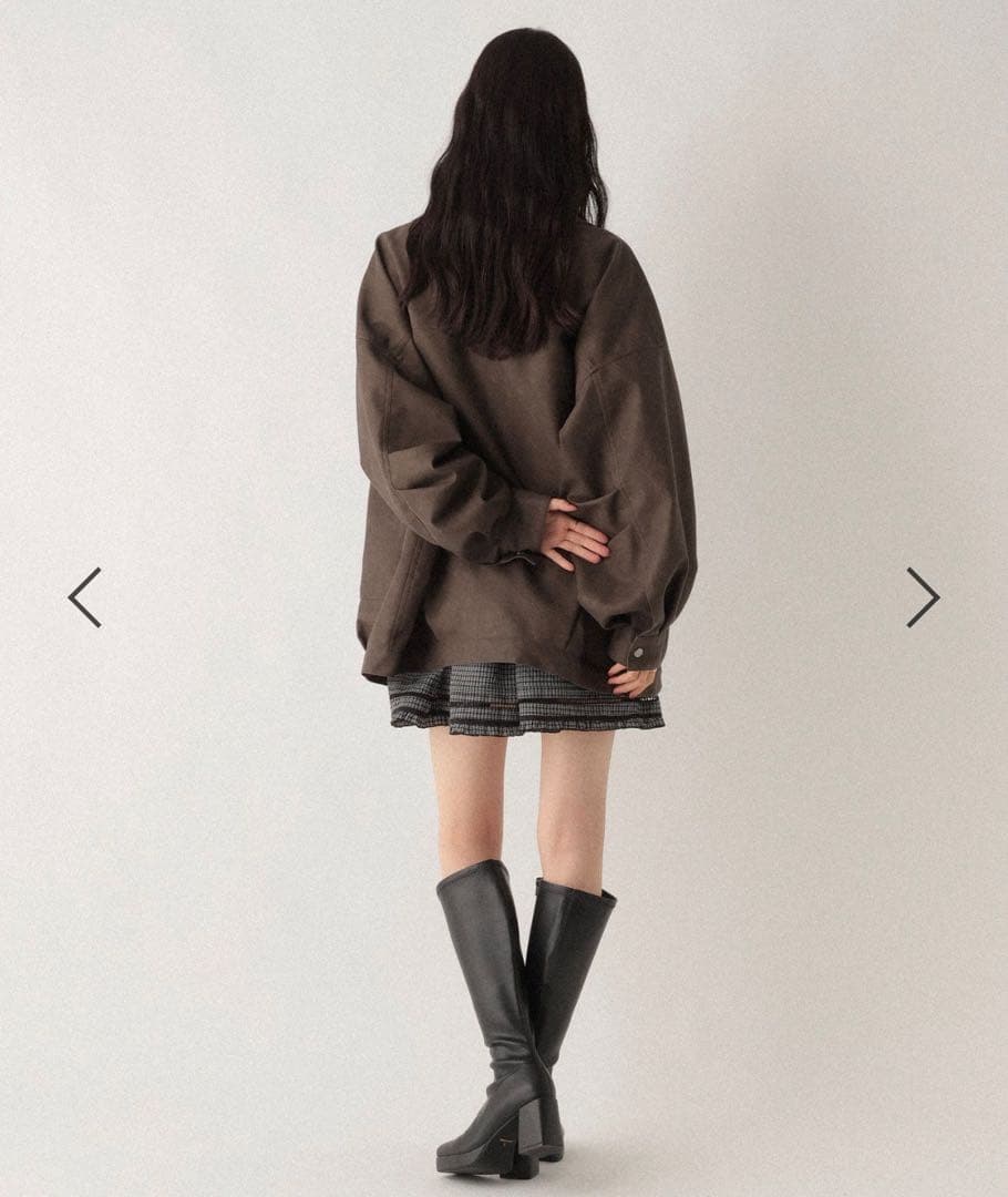 Heather ヘザー フェイクレザーBIGブルゾン 2 ブラウンスエード