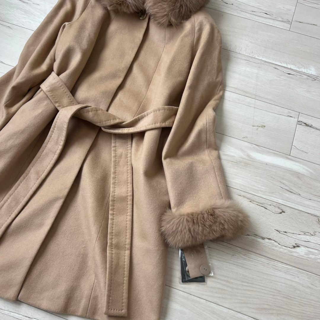 タグ付き　サガファー　ベルテッドコート　カシミヤ100 最高級ブルーフォックス