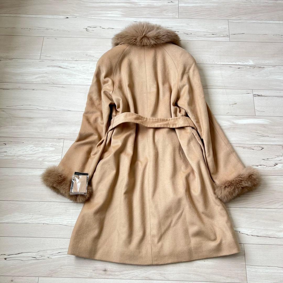 タグ付き　サガファー　ベルテッドコート　カシミヤ100 最高級ブルーフォックス
