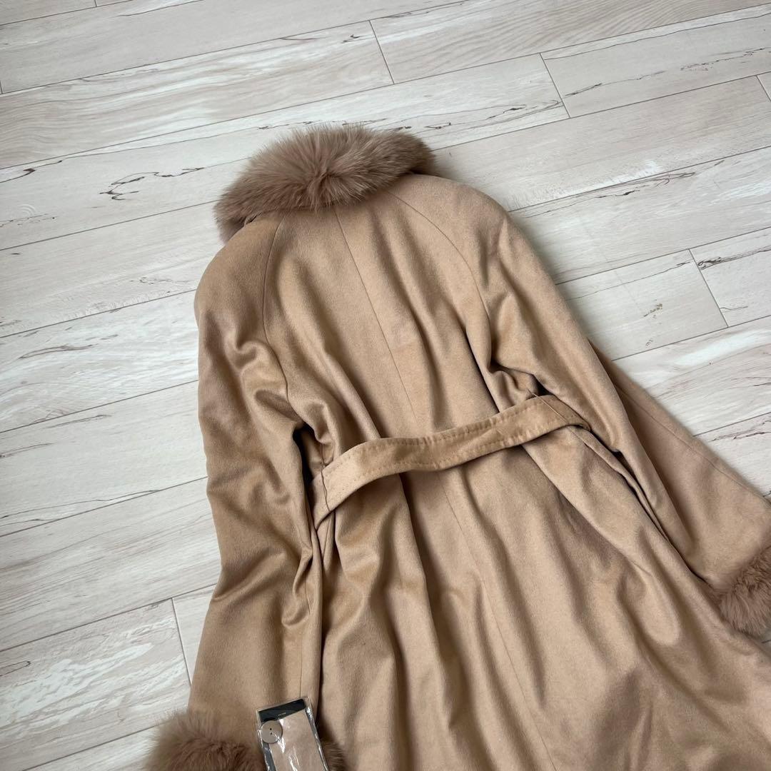 タグ付き　サガファー　ベルテッドコート　カシミヤ100 最高級ブルーフォックス