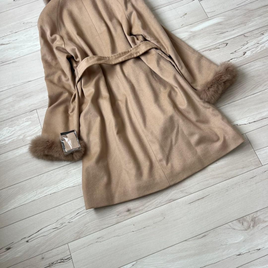 タグ付き　サガファー　ベルテッドコート　カシミヤ100 最高級ブルーフォックス