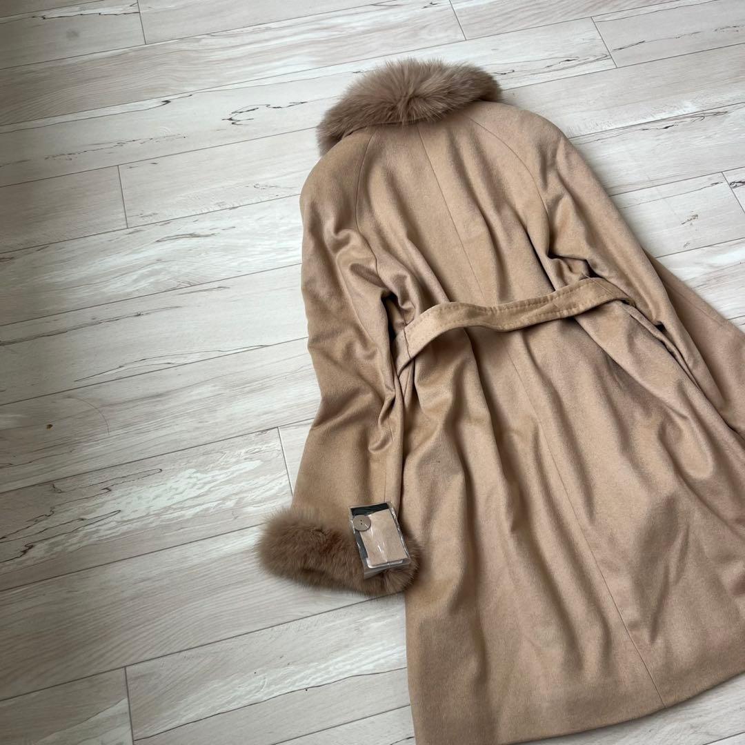 タグ付き　サガファー　ベルテッドコート　カシミヤ100 最高級ブルーフォックス