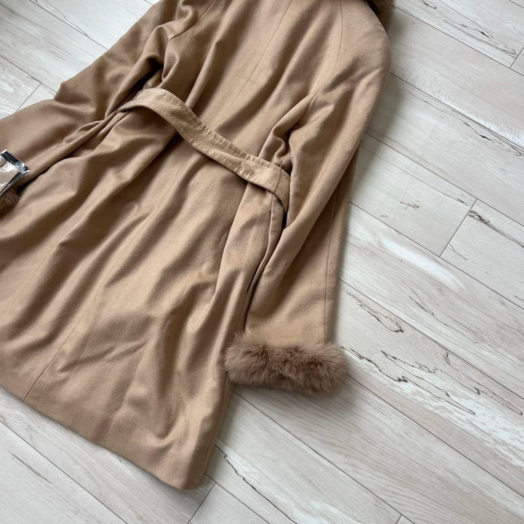 タグ付き　サガファー　ベルテッドコート　カシミヤ100 最高級ブルーフォックス