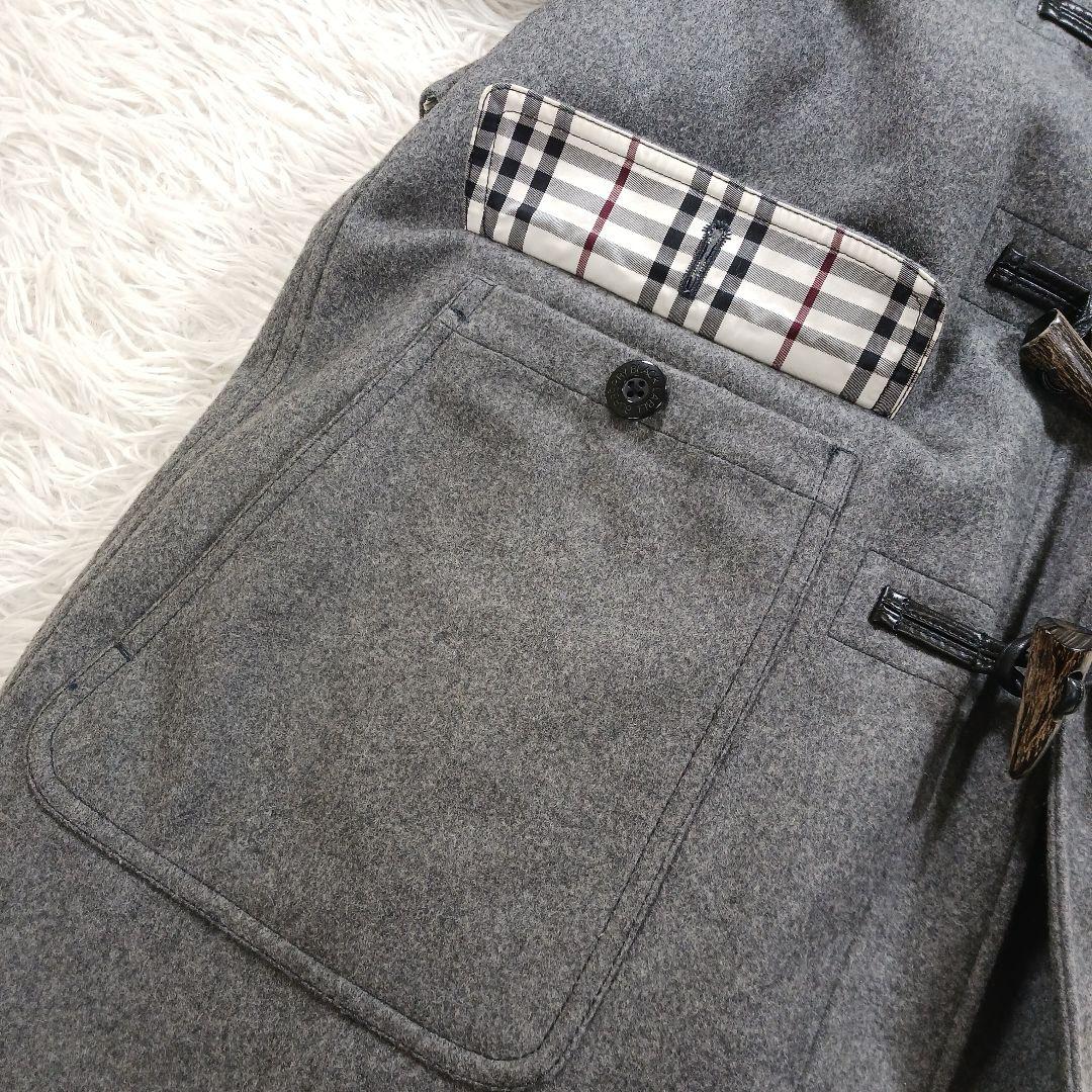 ✨美品✨バーバリーブラックレーベル　ダッフルコート　ノバチェック　カシミヤ混　M