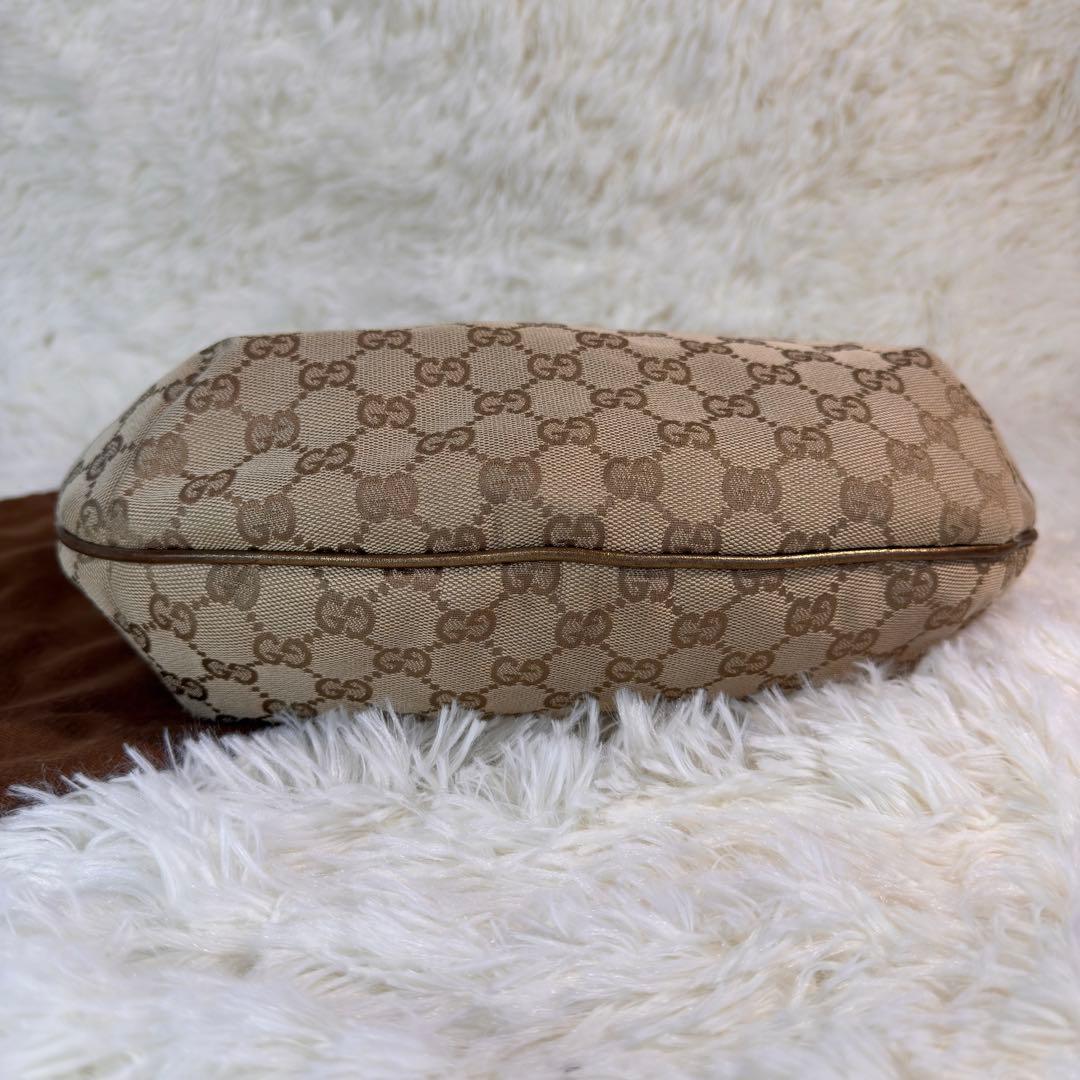 GUCCI グッチ ベージュ ゴールド ハーフムーン キャンバス シェリーライン