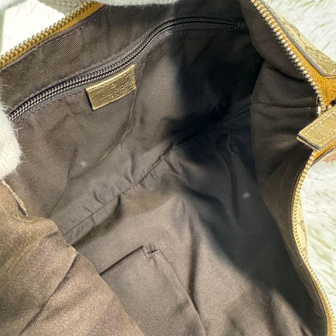 GUCCI グッチ ベージュ ゴールド ハーフムーン キャンバス シェリーライン