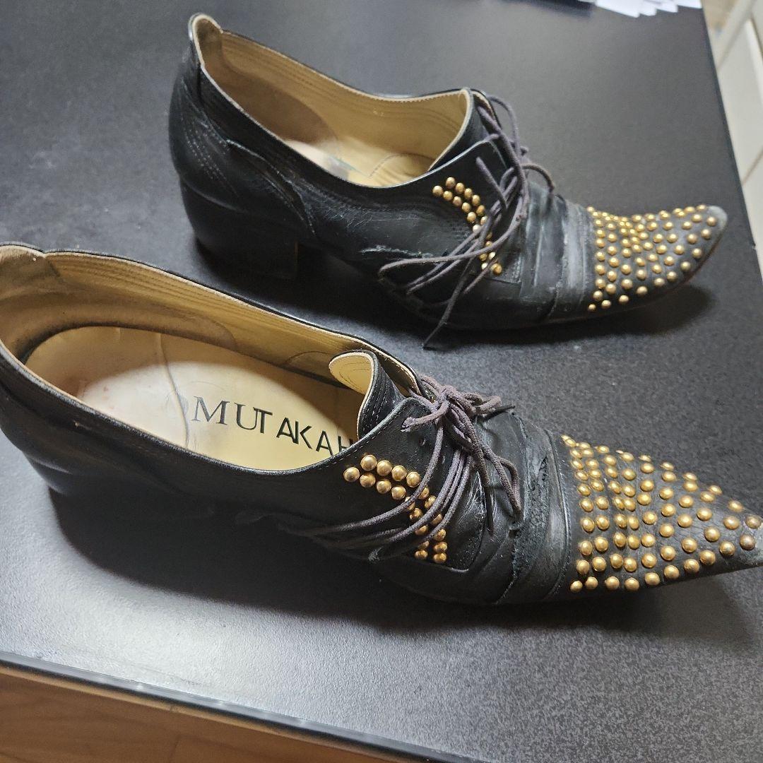 HIROMU TAKAHARA スタッズ付きドレスシューズ ブラックバターナイフ