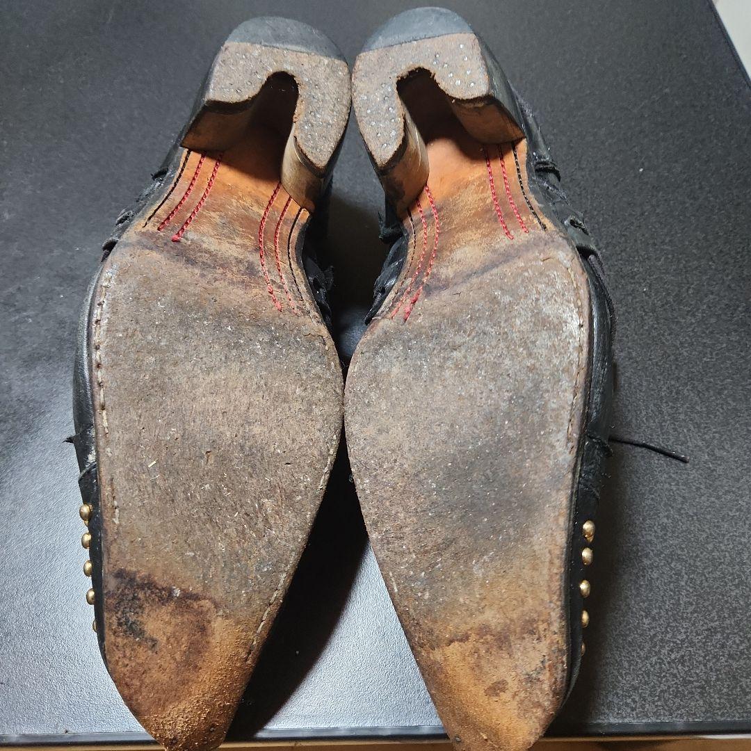 HIROMU TAKAHARA スタッズ付きドレスシューズ ブラックバターナイフ