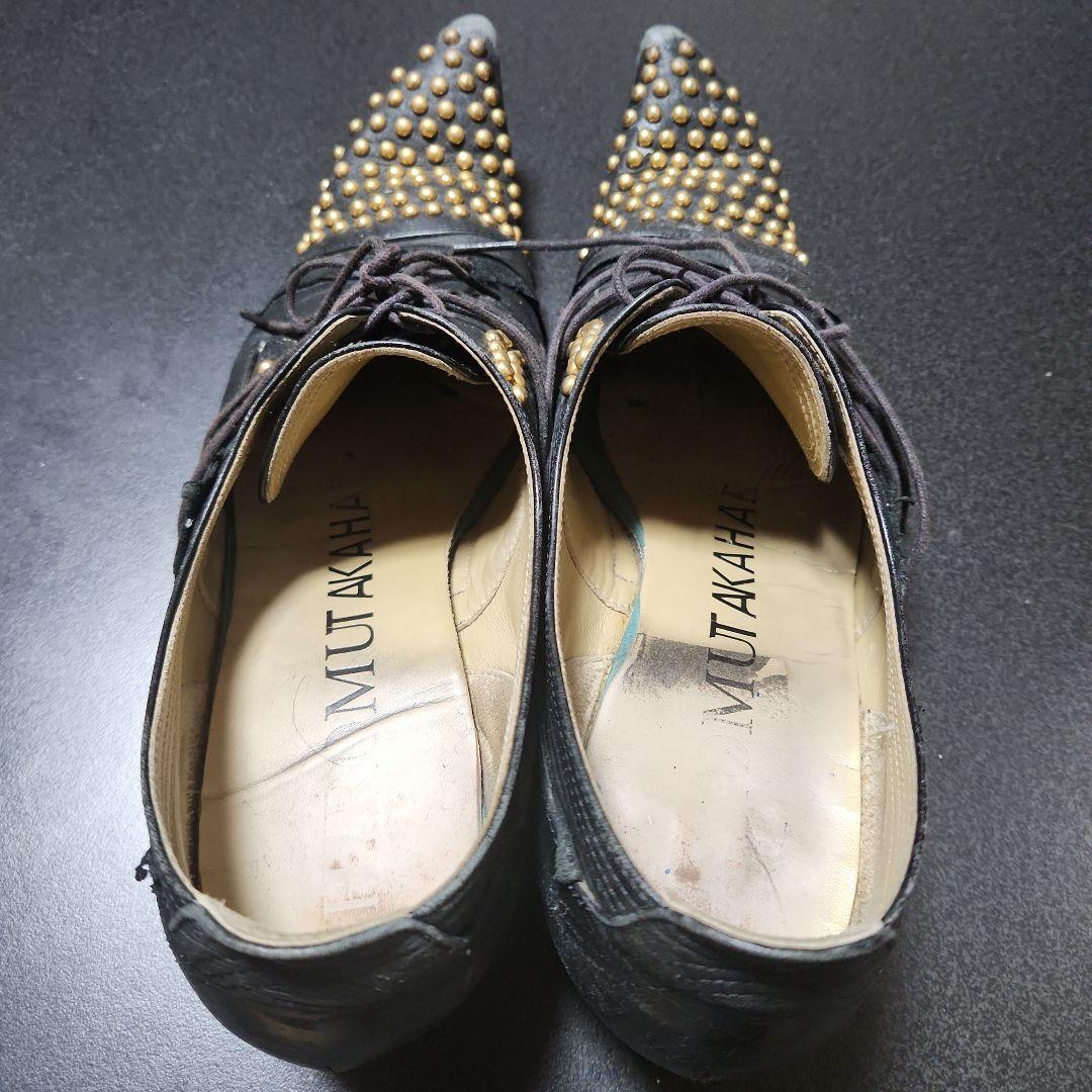 HIROMU TAKAHARA スタッズ付きドレスシューズ ブラックバターナイフ