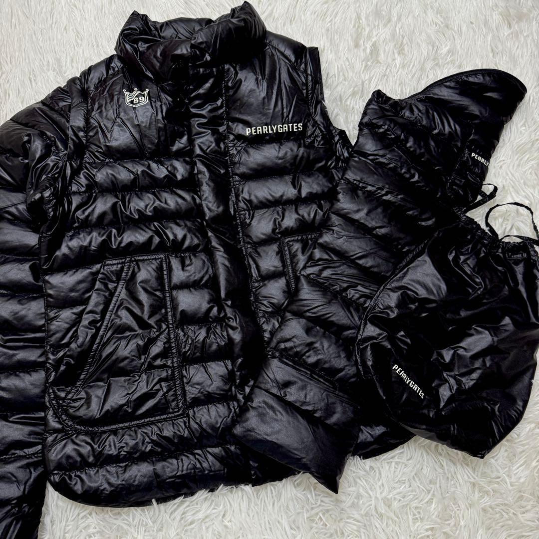 極美品✨ パーリーゲイツ 2way ダウン ジャケット 袖脱着 軽量 ブラック