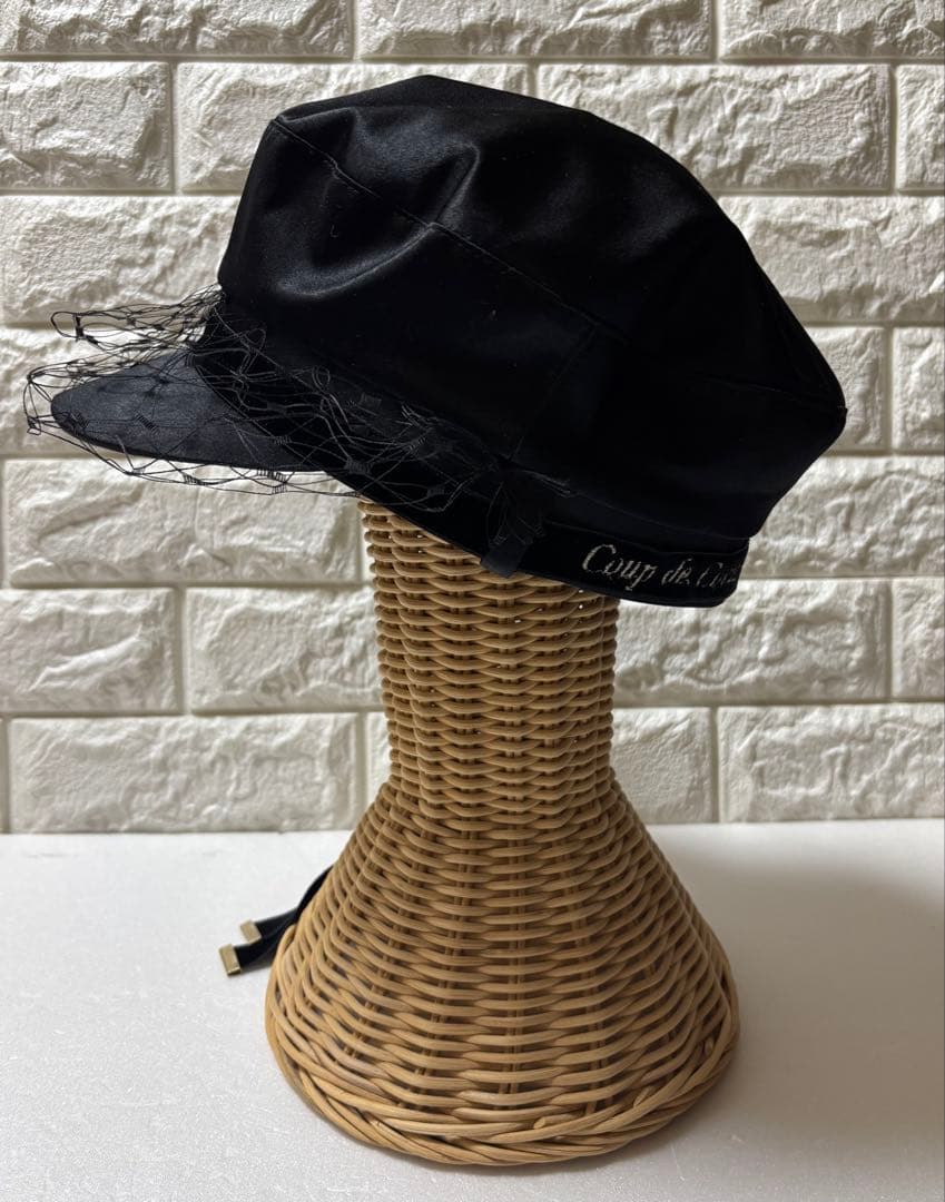 【極美品】CA4LA カシラ アトリエ 限定品 黒 サテン チュール付きキャップ