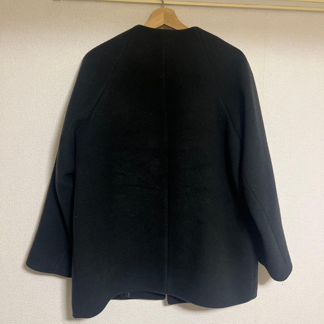 【プウリ】グリーンレーベルリラクシング ノーカラーミドル丈コート