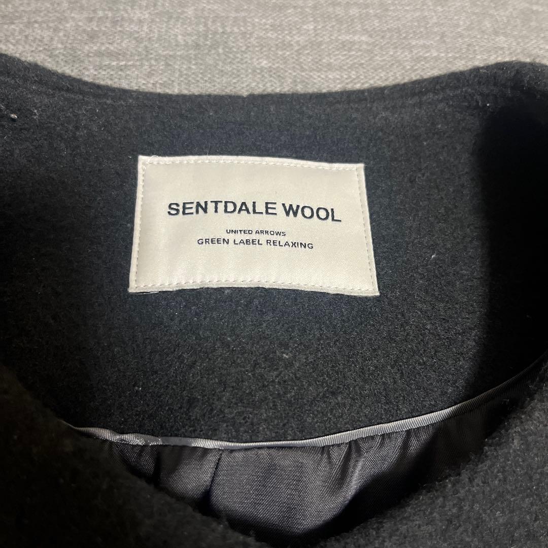 【プウリ】グリーンレーベルリラクシング ノーカラーミドル丈コート