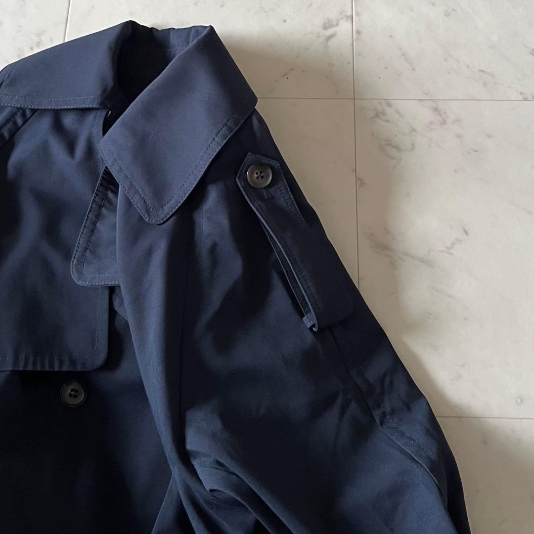 2024美品♪シップスエニィ ショートトレンチコート F 紺 ゆったり 洗える
