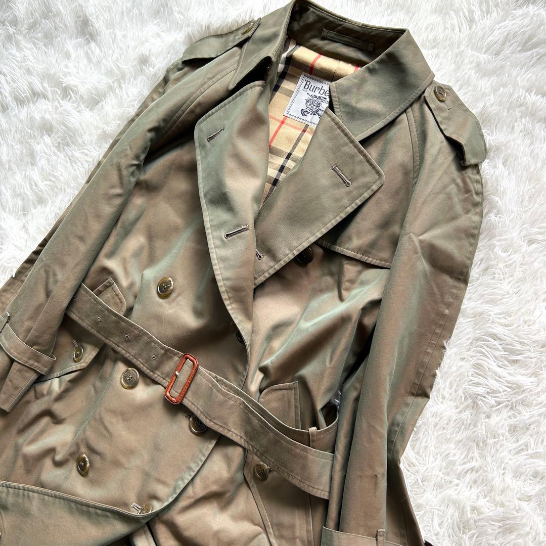 未使用級極美品　バーバリー　トレンチコート　ロング　玉虫　ベルト完備　M相当