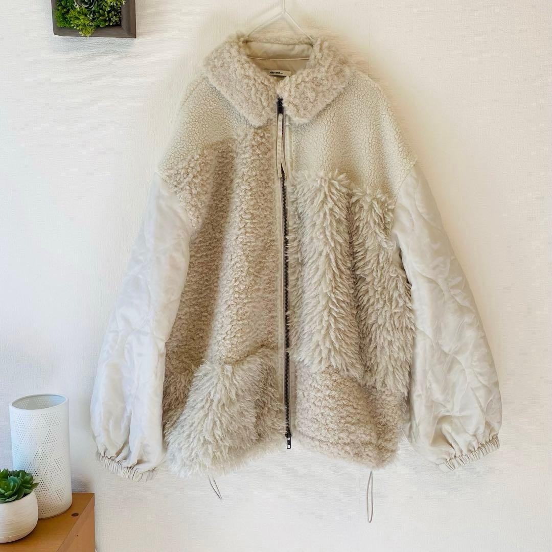 nico and... パッチワークボアブルゾン アイボリー フリーサイズ