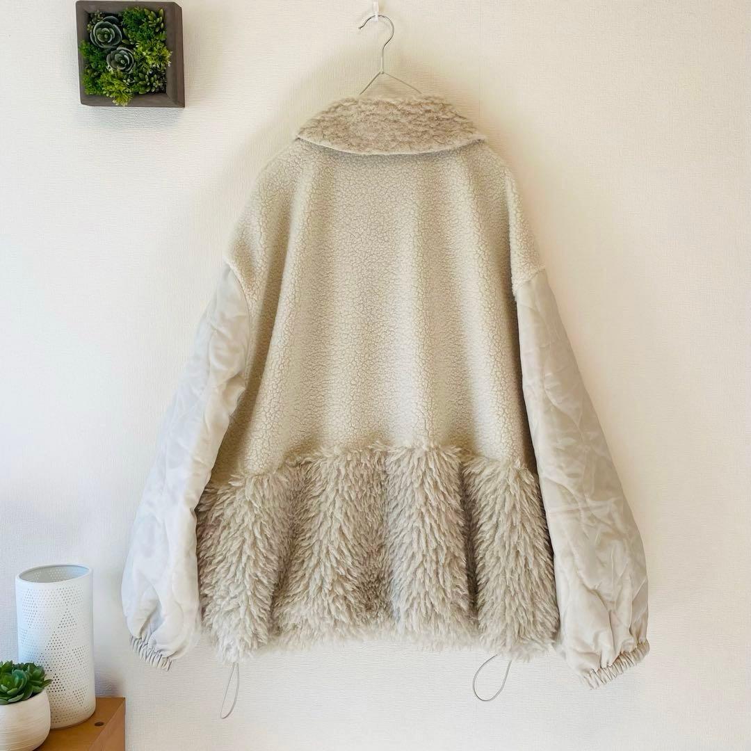 nico and... パッチワークボアブルゾン アイボリー フリーサイズ