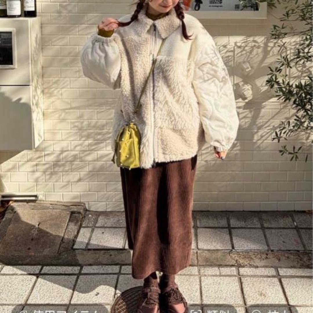 nico and... パッチワークボアブルゾン アイボリー フリーサイズ