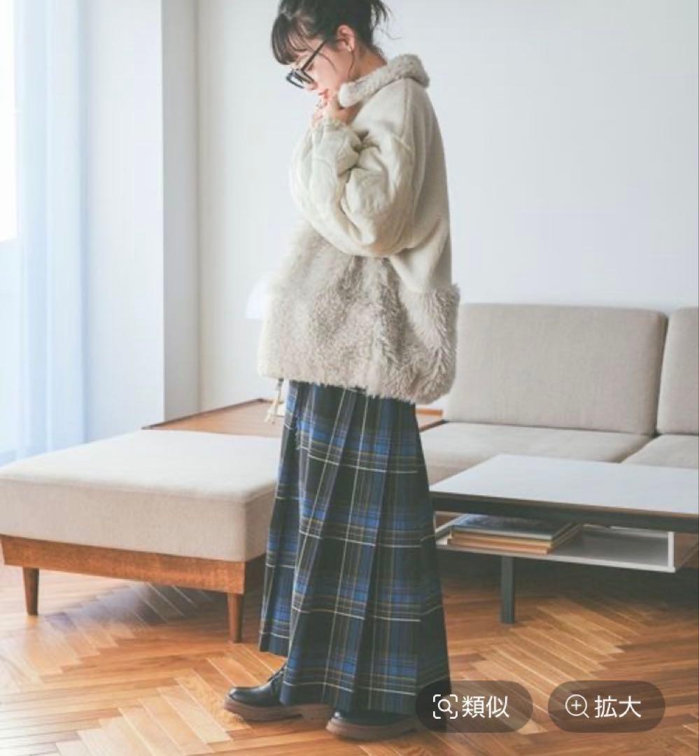 nico and... パッチワークボアブルゾン アイボリー フリーサイズ