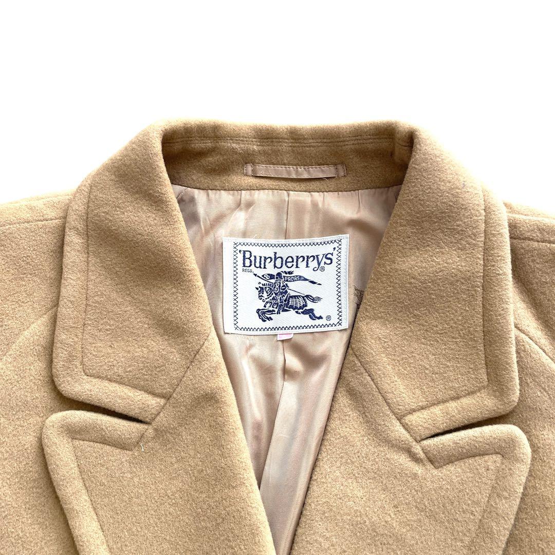 美品 90s Burberry カシミヤ混 ハーフコート 裏地総柄 ベージュ