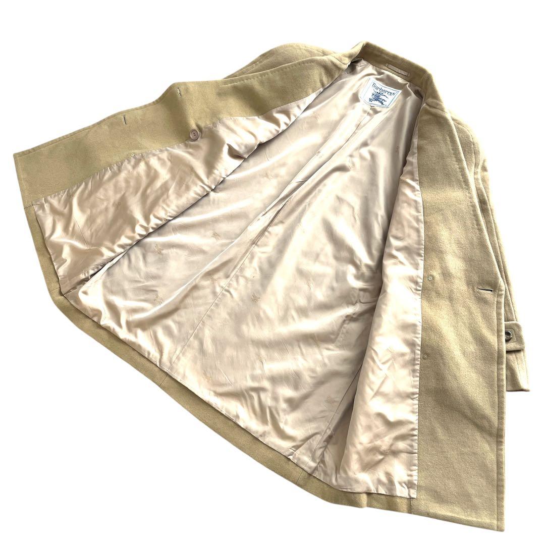 美品 90s Burberry カシミヤ混 ハーフコート 裏地総柄 ベージュ