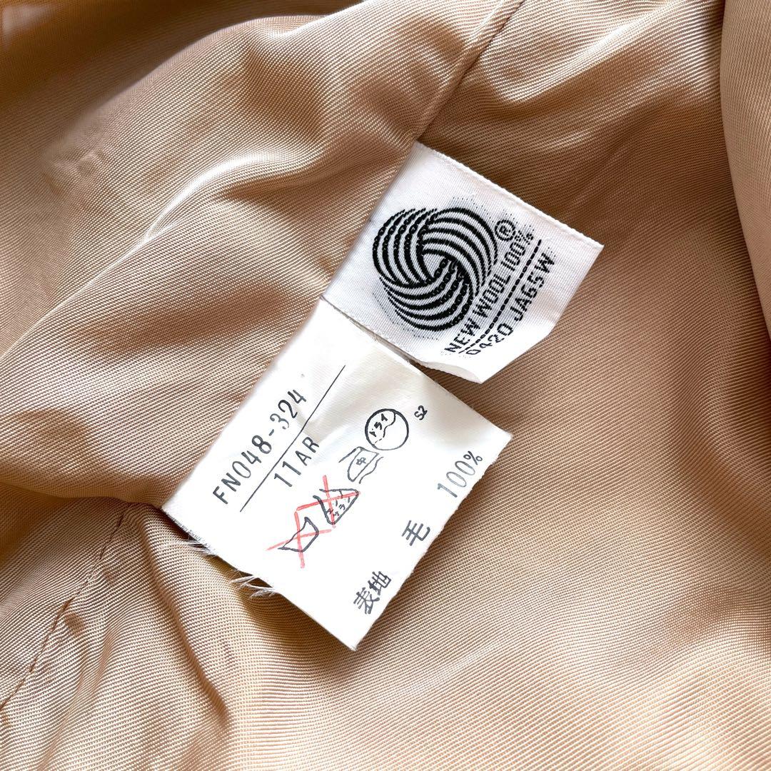 美品 90s Burberry カシミヤ混 ハーフコート 裏地総柄 ベージュ