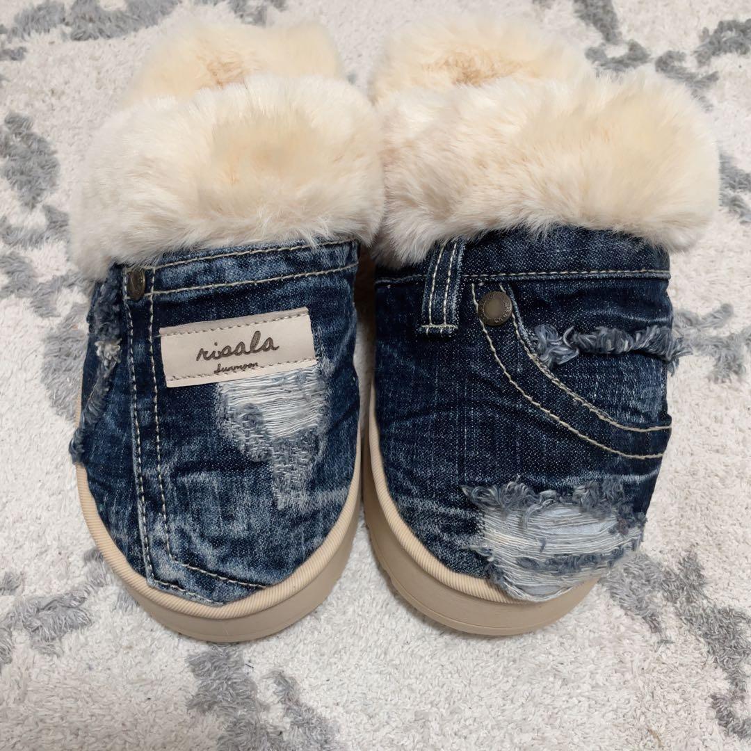 ☆専用☆3 点セット デニム リメイク ファー サンダル