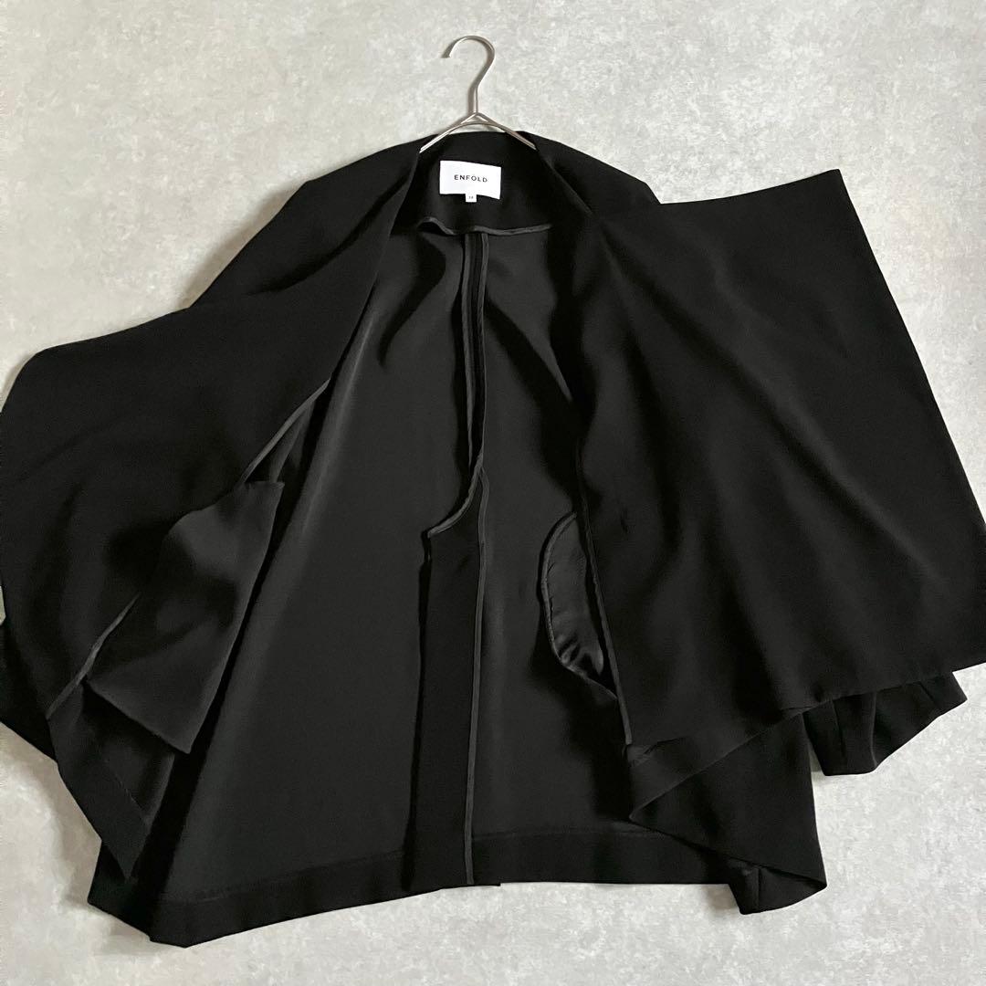 美品 ENFOLD 近年モデル ダブルクロスノーカラーコート ジャケット 黒